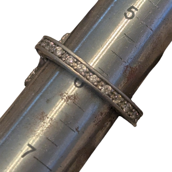 Vintage Sterling Silver 825 Pink Cut Gem And White Rhinestones Ring Size 6 - Picture 9 of 12